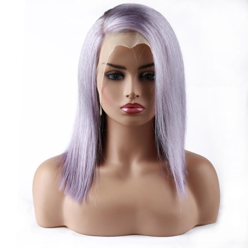 Spicyhair 180% density Hot Selling Glueless Popular bob wig Light Purple color Straight bob lace front wig 100% human hair