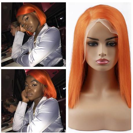 Spicyhair 180% density Hot Selling Nice Looking Bob wig Orange color Straight bob lace front wig