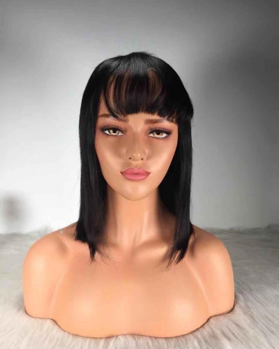 Spicyhair 10A Top Quality Virgin Wig shipping free Selling directly from Factory Straight Bob Wig with Bang 100% Tangle Free Real Human Hair