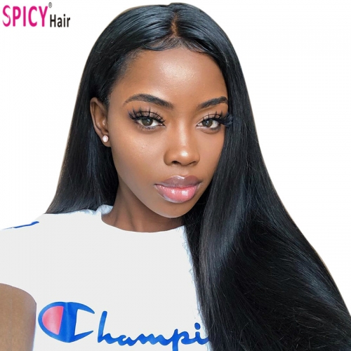 Spicyhair 180% densité naturelle et abordable perruque soyeuse en dentelle droite