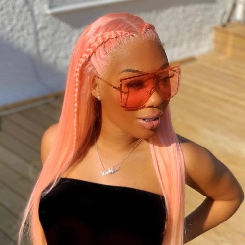 Spicyhair  Best color human wigs with baby hair Pink Straight full lace wig