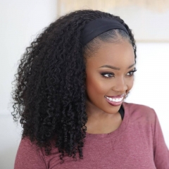 Headband Wig For Black Women, 12A Remy Human Hair Headband Wig 200% density