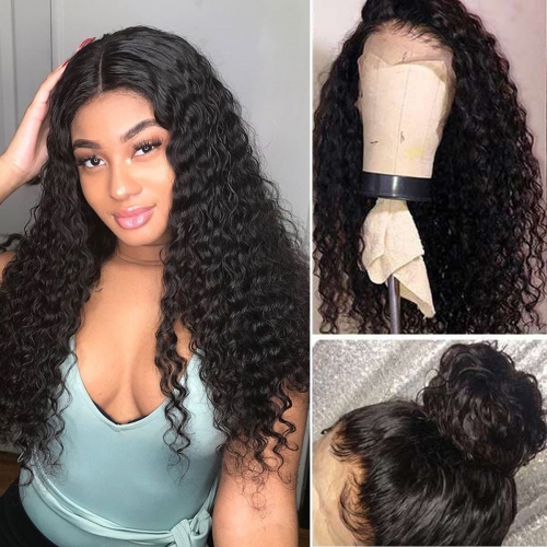 Kinky curly 150% Density  Virgin Hair Transparent Lace Front Wig