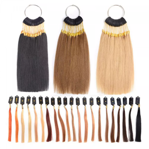 100% Human Virgin Hair Color Testing Color Sample Rings for Human Hair Extensions and Salon Hairdressing Hair 3SET