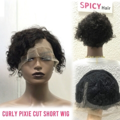 Spicy Hair Afro Kinky Curly Pixie Cut Wig Remy Human Hair Wigs For Women Natural Brazilian Hair Short Wigs