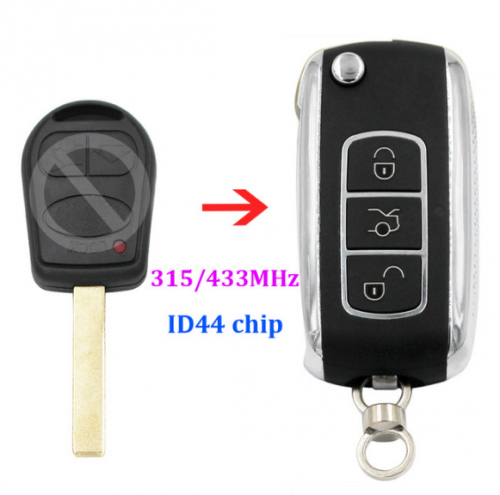 Upgraded flip 3 buttons Remote Key Fob 315mhz 433MHz ID44 PCF7935 chip for Land Rover Range Rover Sport 2002-2006 uncut HU92
