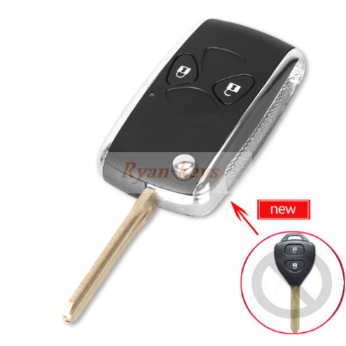 10pcs 2 Button Flip Remote Key Fob Case For Toyota Camry Corolla Yaris Echo Prado Hilux Shining Metal Frame TOY43 Key Shell