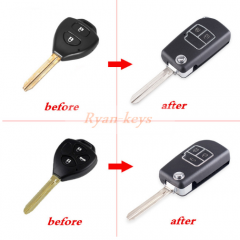 10pcs Modified 2 3 Buttons Remote Car Key Shell Folding Flip Key Case Cover For Toyota Camry Corolla Reiz RAV4