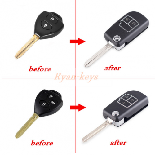 10pcs Modified 2 3 Buttons Remote Car Key Shell Folding Flip Key Case Cover For Toyota Camry Corolla Reiz RAV4
