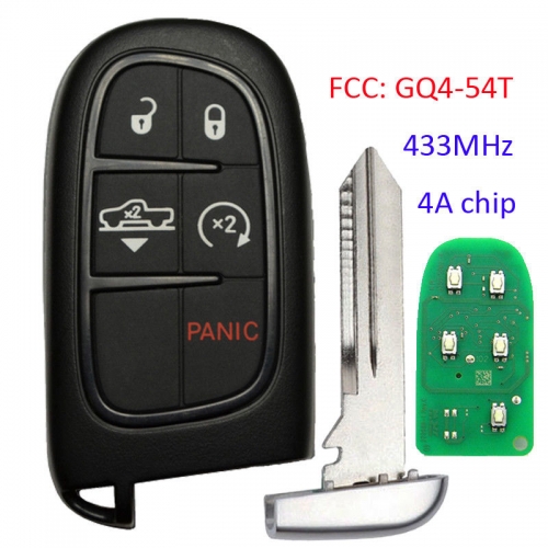 5 BTN Smart Remote Key for Jeep Cherokee Dodge RAM 433MHz 7953M 4A Chip GQ4-54T