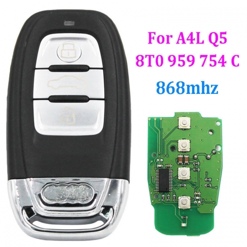 New Smart Remote Key Keyless Entry 3 Button 868MHz for Audi A4 Q5 8T0 959 754C