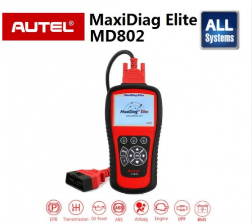 AUTEL MaxiDiag Elite MD802 All system car detector OBDII code reader scanner for EPB Oil reset OBD2 diagnostic tool PK MD805