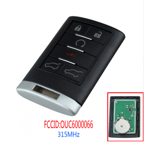 5pcs 6 Buttons Remote Key Keyless Entry Car Key Fob For Cadillac Escalade ESV EXT OUC6000066 315MHz 2007 2008 2009 2010 2011