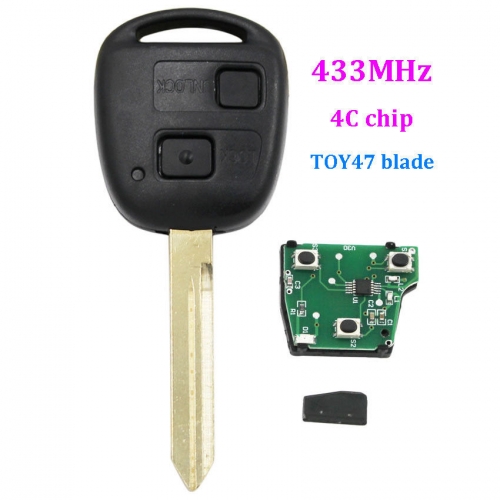 2 Buttons Smart Remote Key fob for Toyota RAV4 433MHZ with 4C Chip Inside TOY47