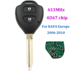 2 Buttons Remote Key (Europe) 433MHz,4D67 Chip for Toyota RAV4 Europe 2006-2010