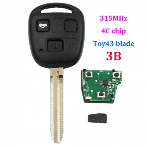 3 Buttons Smart Remote Head Key fob for Toyota 315MHZ with 4C Chip ID4C chip