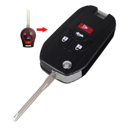 10pcs New 4 Buttons Uncut Blank Remote Flip Folding Key Shell Case Fob for Nissan Altima Maxima Sentra Versa