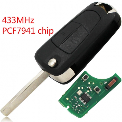 Remote key fob 2 Button 433Mhz PCF7941 chip for Vauxhall Opel Astra H 2004 -2009