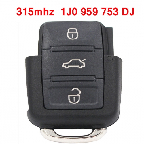 FOR VW/AUDI 3 BUTTON REMOTE KEY FOB SHELL WITH ELECTRONICS 1J0 959 753 DJ 315MHZ