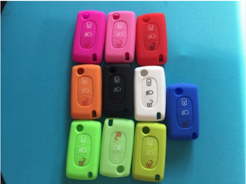 10pcs soft silicone rubber car key cover case shell skin protect 3 buttons fob For Citroen C2 C3 C4 Picasso Xsara C5 C6 C8 For Peugeot