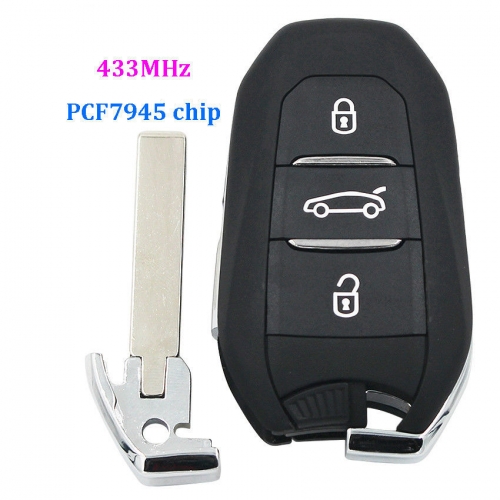 Smart remote key fob 3 button 433MHz PCF7945 ID46 chip for Citroen C4 DS5 HU83
