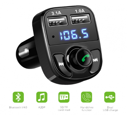 1Pcs Bluetooth Car Kit FM Transmitter MP3 Player With LED Dual USB 4.1A Quick Charger Voltage Display Micro SD TF Music Playing