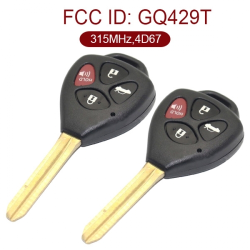 3+1 Buttons 315 MHz Remote Key for Toyota Matrix Venza Corolla Pontiac 2008-2013 - GQ4-29T ( 4D 67 Chip)