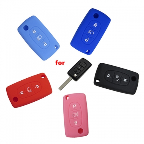 10pcs soft silicone rubber car key cover case shell skin protect 3 buttons fob for Citroen C2 C3 C4 Picasso Xsara C5 C6 C8