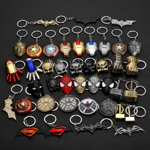 2019 NEW Marvel Avengers Thor's Hammer Mjolnir Keychain Captain America Shield Hulk Batman Mask KeyChain Keyrings Drop Wholesale