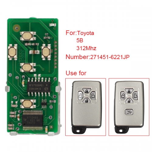 for Toyota Smart Card Board 5 Button 312MHz Number 271451-6221JP