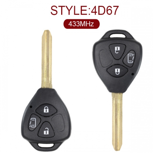for Toyota Europe 3 Button Remote Key (Slide Door) 433MHz 67 Chip