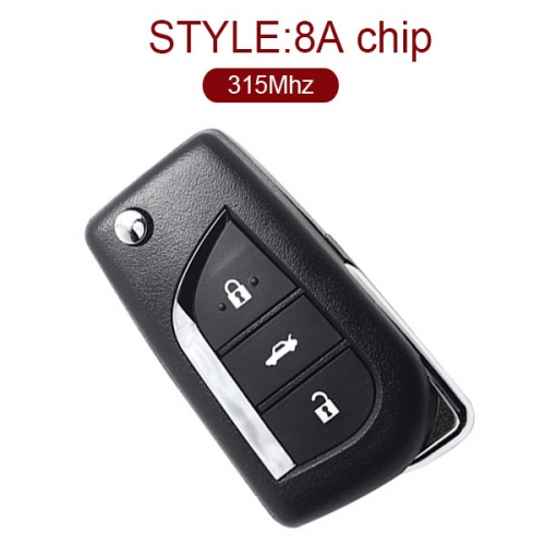 for Toyota Carola Flip Remote Key 3 Button 315MHz 8A Chip