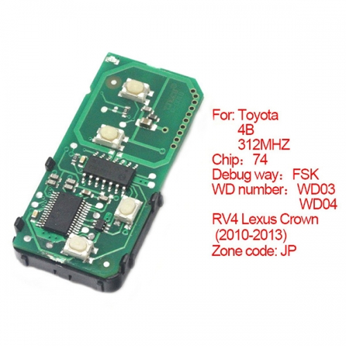 for Toyota Smart Card Board 4 Button 314.3MHz Number 271451-5290-USA