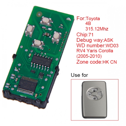 for Toyota Smart Card Board 4 Button 315.12MHz Number 271451-0111-HK-CN