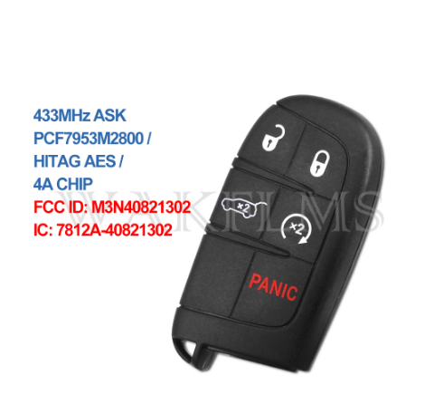 OEM 433MHz ASK PCF7953M/HITAG AES/4A M3N40821302/7812A-40821302 Keyless Go Entry Smart Key Remote Fob For Jeep Compass Trailhawk