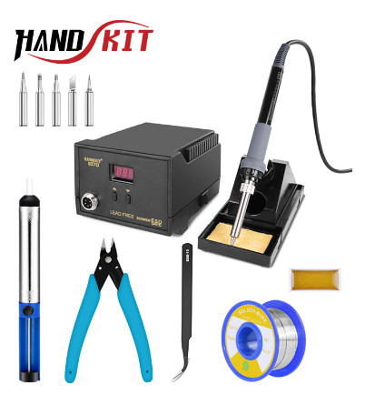 Handskit 220V 65W Digital Soldering Station BGA Rework Solder Station with Soldering Iron Soldering Stand 5 Tips Soldering Tool