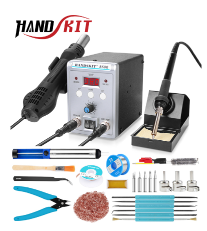 Handskit Soldering Staiton 8586 2 in 1 Hot Air SMD Bga Rework welding station 220V portable Soldering Station Welding Tools