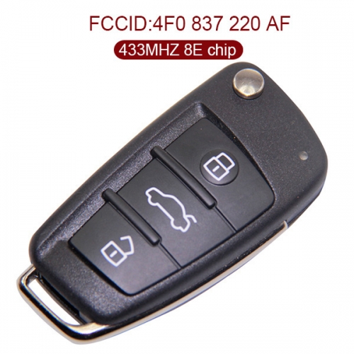 Genuine Audi A6 Q7 Flip Proximity Key - 3 Buttons 433 MHz 8E Chip 4F0 837 220AF