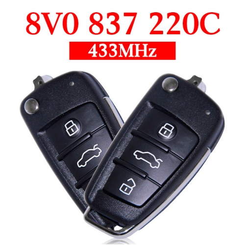 Original Audi A3 Remote Key 3 Buttons 433 MHz - 8V0 837 220C