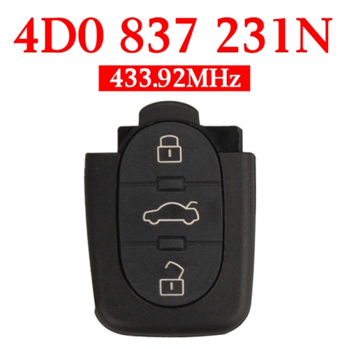 3 Buttons 433.92 MHz Remote Key for Audi A6 Europe South America - 4D0 837 231N