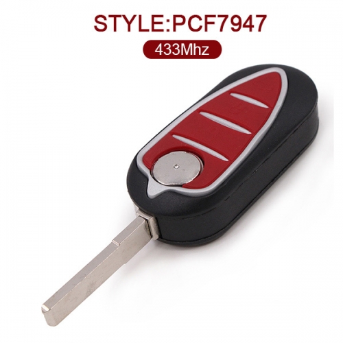 AK059003 for Alfa Romeo Folding Remote Key Fob 3 Button 433MHz PCF7947 147 156 166 GT