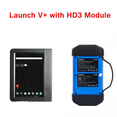 X431 PRO3 Launch X431 V+ 10.1inch Tablet Global Version with HD3 Ultimate Heavy Duty Adapter Work on both 12V & 24V Cars and Trucks