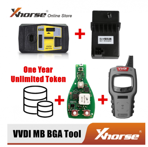 Xhorse VVDI MB BGA Tool +1 Year Unlimited Tokens + Benz FBS3 Keyless PCB + ELV Emulator + Mini key tool