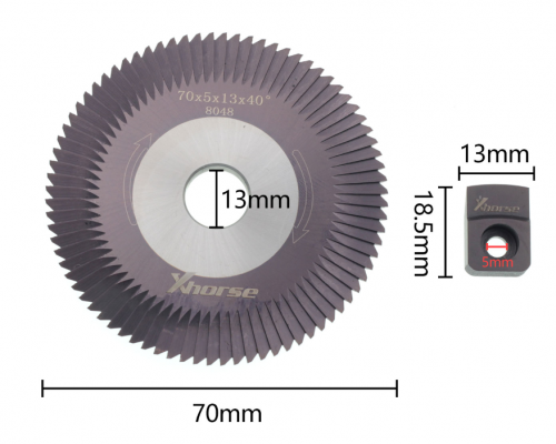 Xhorse Condor Wheel Cutter for XC-009 Key Cutting Machine XC0906EN Horizontal Milling Key cut Machine No. 2 70*5*13*40 Degree