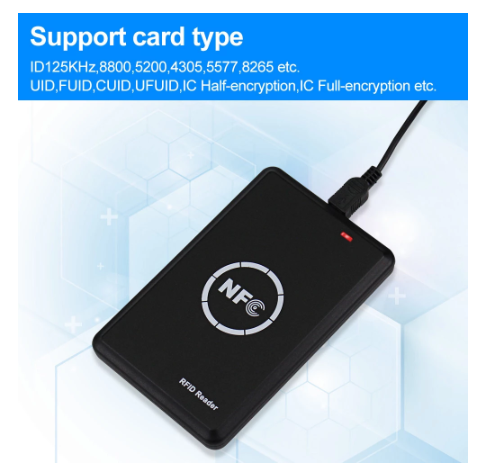 RFID Copier Duplicator 125KHz Key fob NFC Smart Card Reader Writer 13.56MHz Encrypted Programmer USB UID T5577 EM4305 Cards Tags