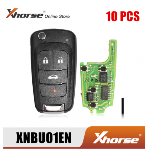 Xhorse XNBU01EN Wireless Remote Key for Buick Flip 4 Buttons English Version 10pcs/Lot