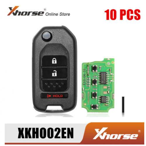 Xhorse XKHO02EN Wire Remote Key for Honda Flip 2+1 Buttons English Version 10pcs/Lot