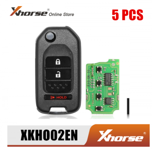 Xhorse XKHO02EN Wire Remote Key for Honda Flip 2+1 Buttons English Version 5pcs/Lot