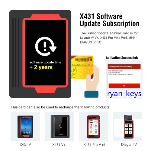 2 Years Update Service for Launch V/ V+/ X431 Pro Mini/ ProS Mini/ DIAGUN IV/ 5C -- Update Card  1 piece