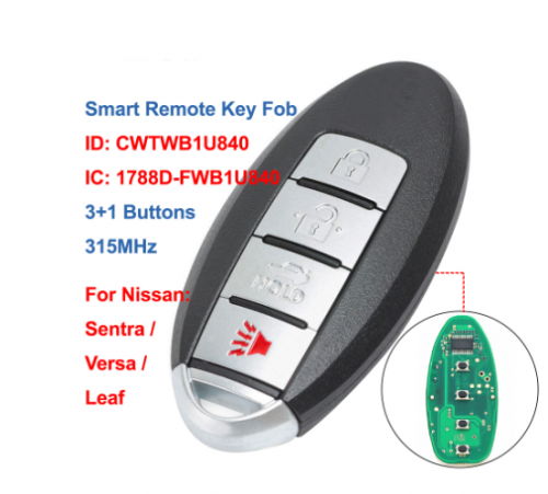 315 MHz 3+1 Buttons Smart Proximity Key for Nissan Leaf 2013-2017 - CWTWB1U840